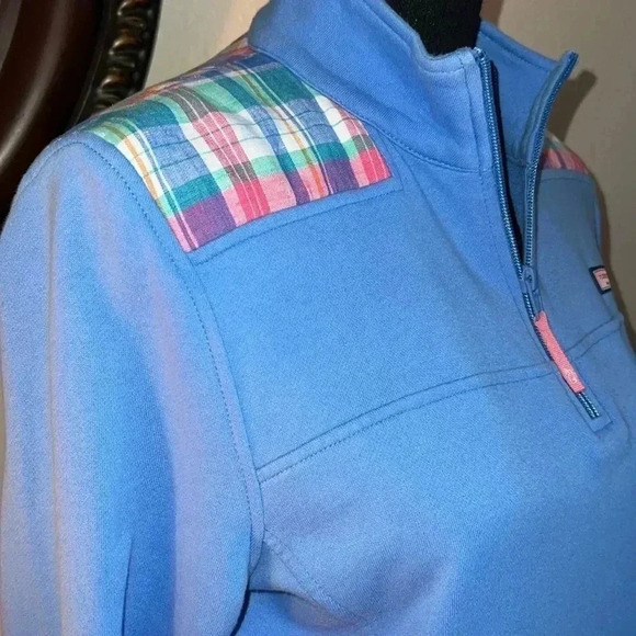 Vineyard Vines Women’s Madras Patchwork Shoulder Shep Shirt Sweatshirt Medium - Picture 5 of 16